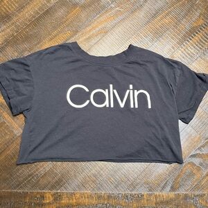 Calvin Klein Black Crop Top with White Logo